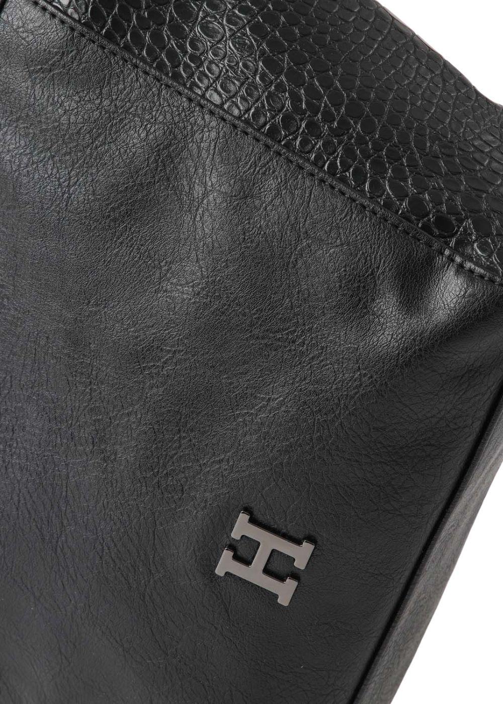 Cartera Tote Bella Ecocuero Croco Negro Humana-3