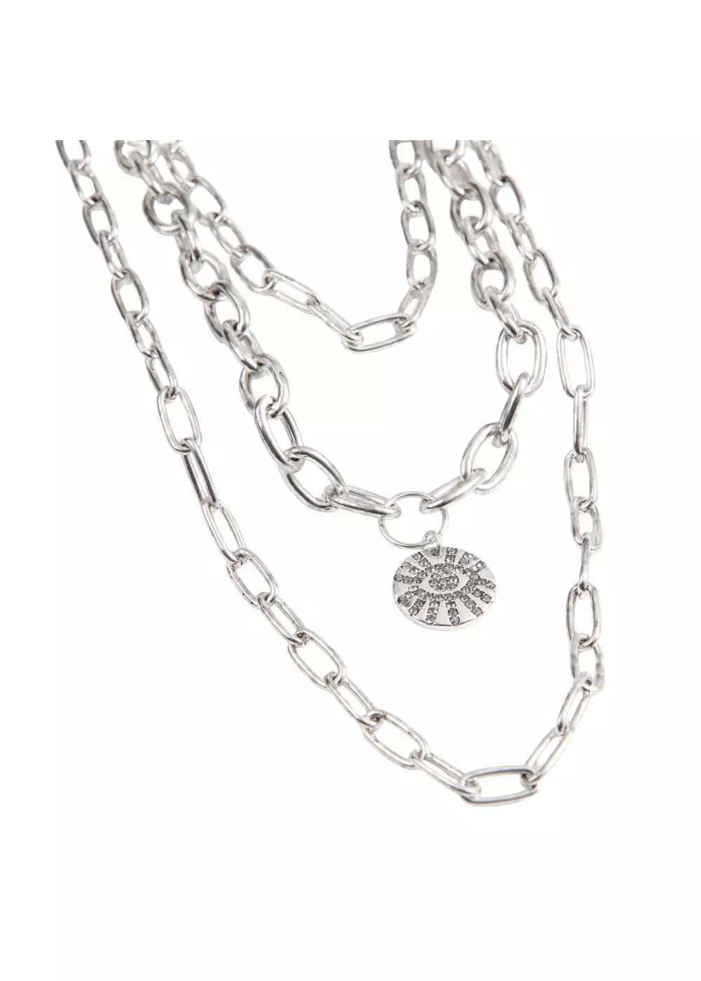 Collar Corto Triple Ojo Plateado Humana-0