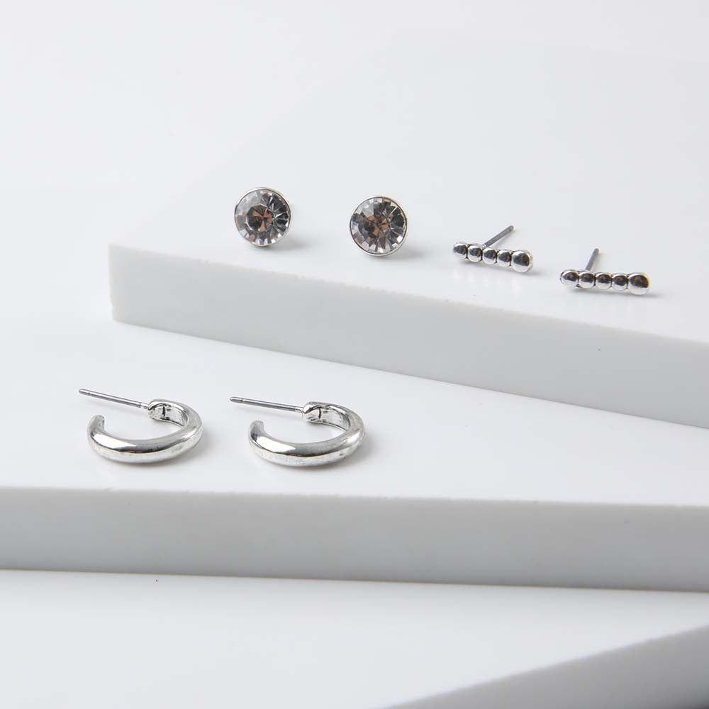 Set Aros Shiny Plateado Humana-0