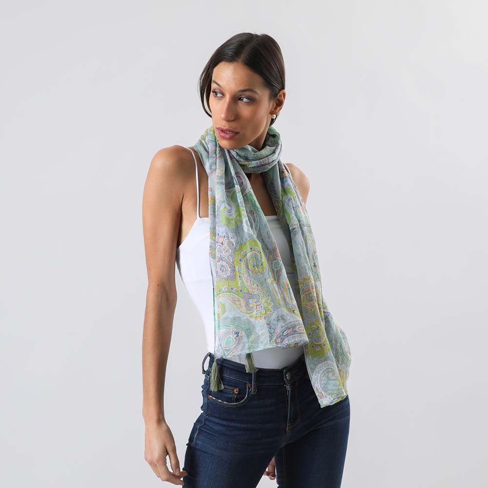 Pañuelo Estampado Bohemio Celeste Humana-2