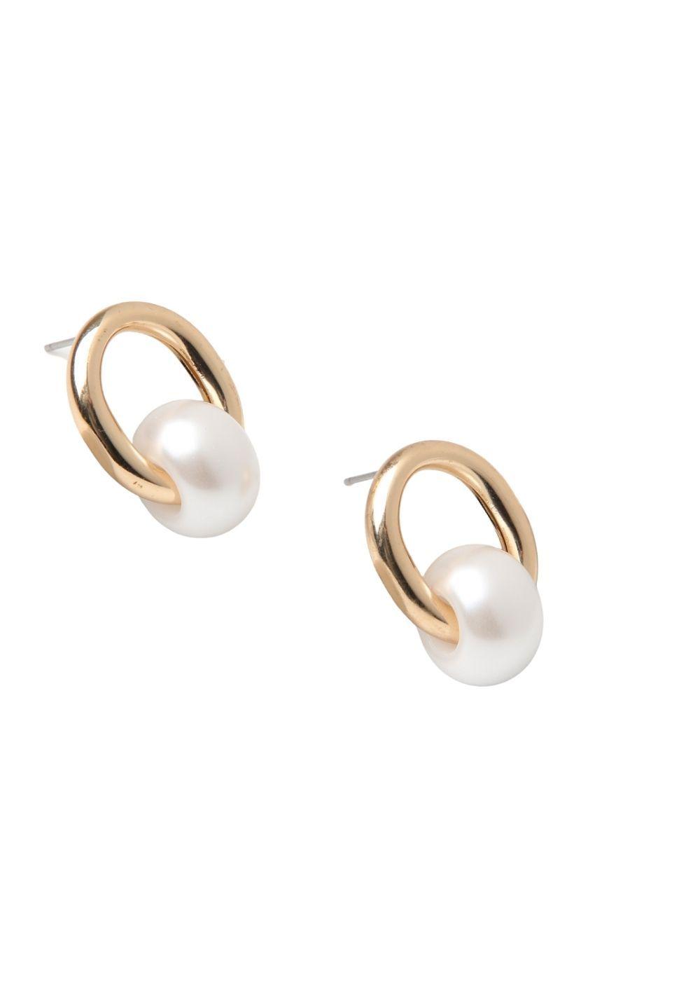 Aros Mediano Fashion Pearls 3 Dorado Humana-0