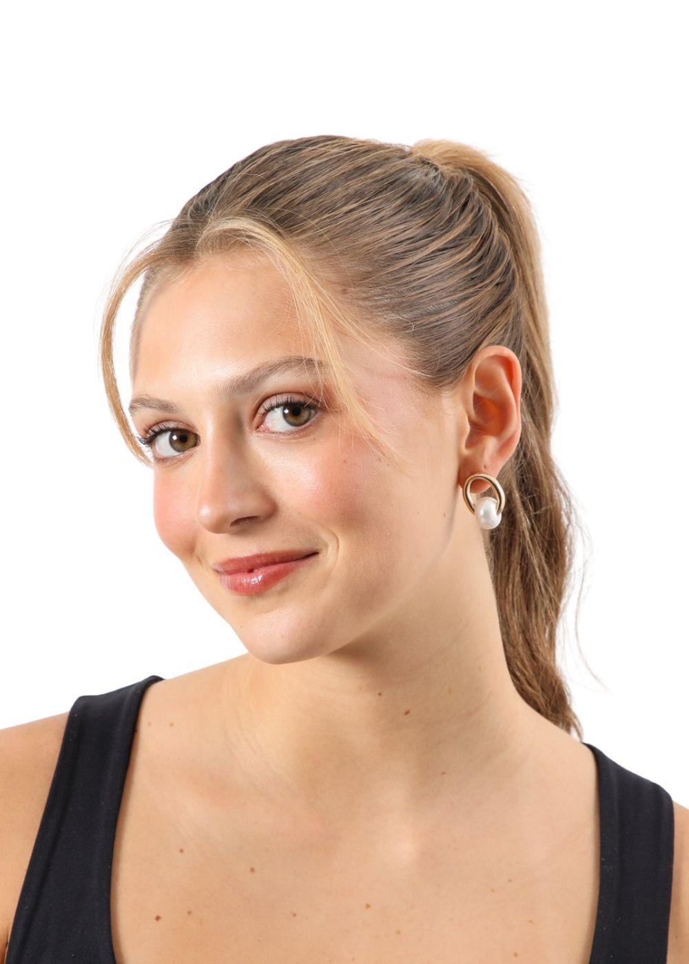 Aros Mediano Fashion Pearls 3 Dorado Humana-1