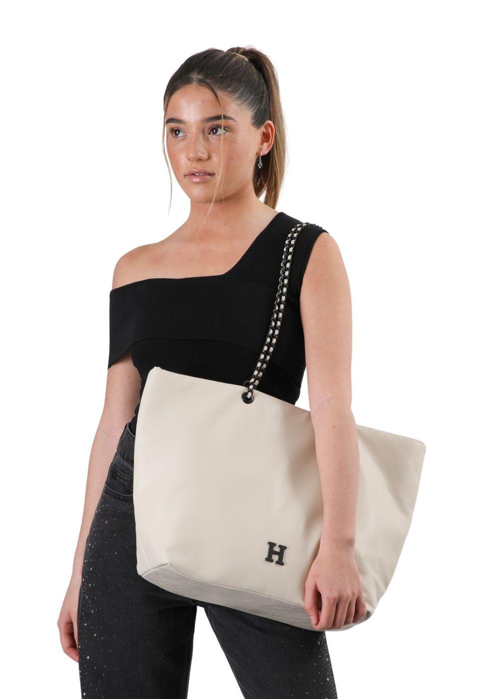 Cartera Tote Catia Beige Humana-3