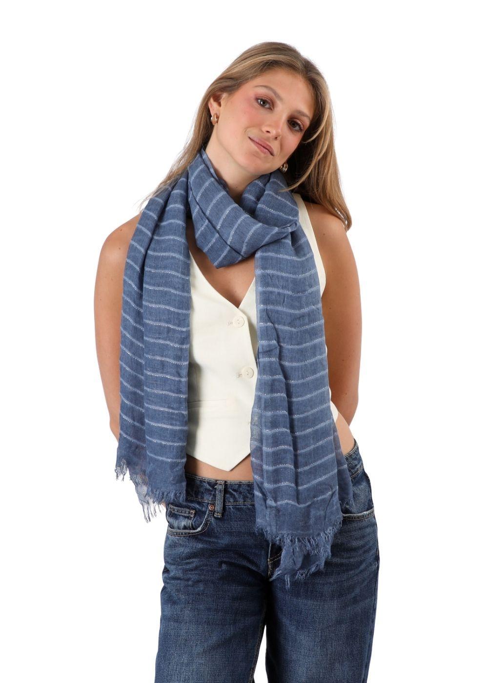 Pañuelo Liso Hani Flecos Azul Humana-2