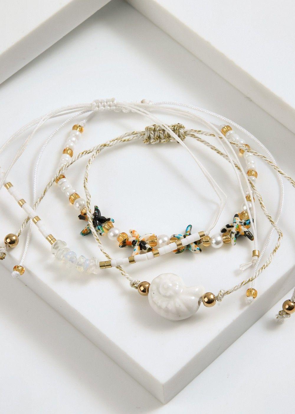 Set De Pulseras Nata Blanco I-D-0