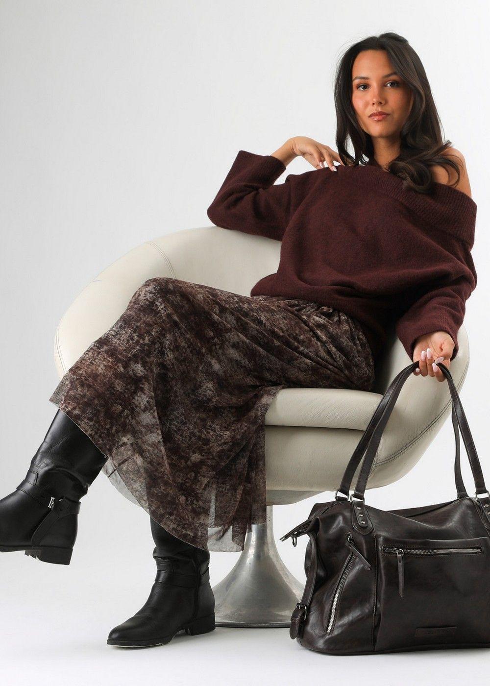 Cartera Hombro Vittoria Brown Café Humana-3