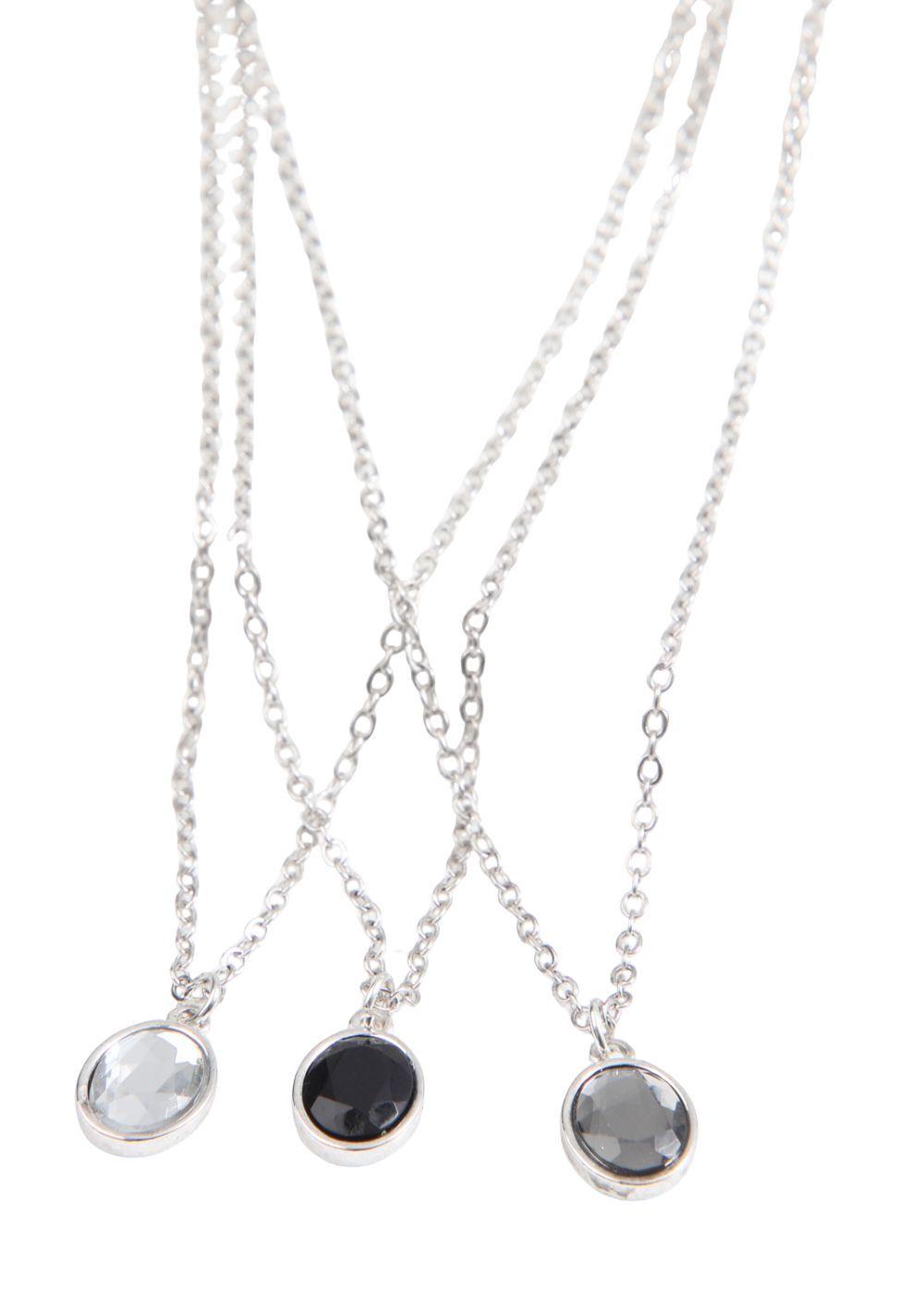 Collar Triple Cadenas Charms Plateado Humana-0