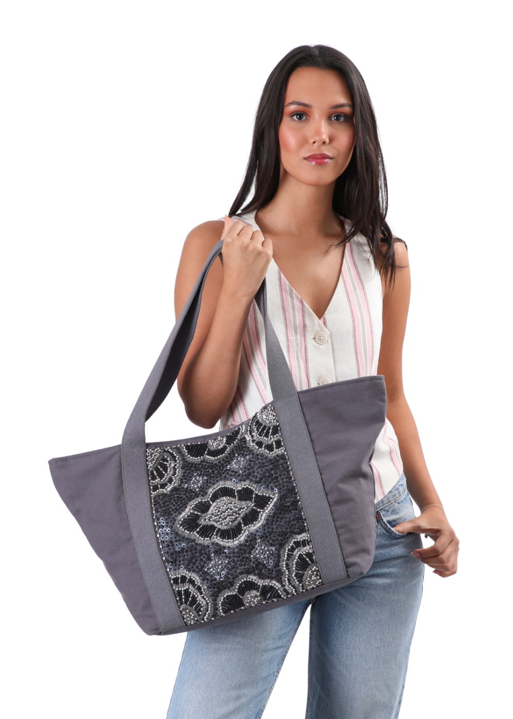 Cartera Tote Adela Gris Humana-4