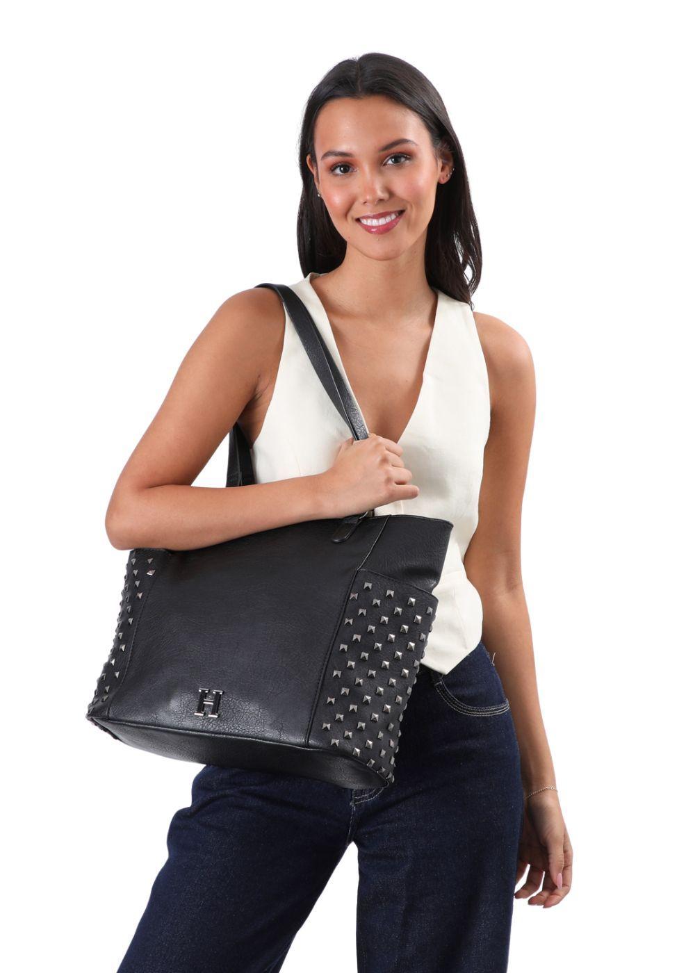Cartera Tote Ecocuero Carol Negro Humana-3