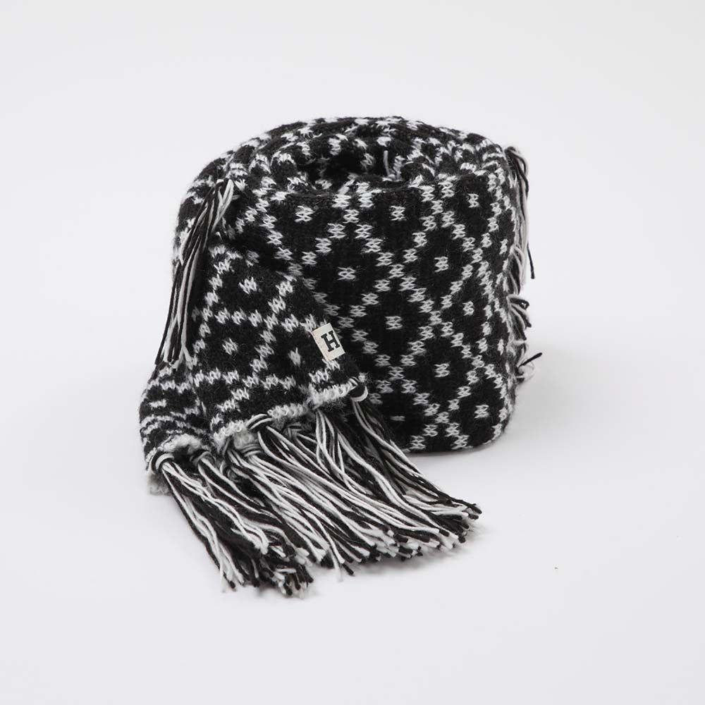 Bufanda Rombos Negro Humana-1