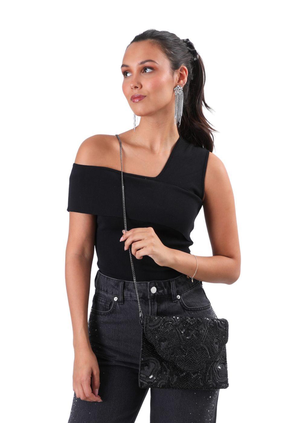 Cartera De Fiesta Cleo Negro Humana-2