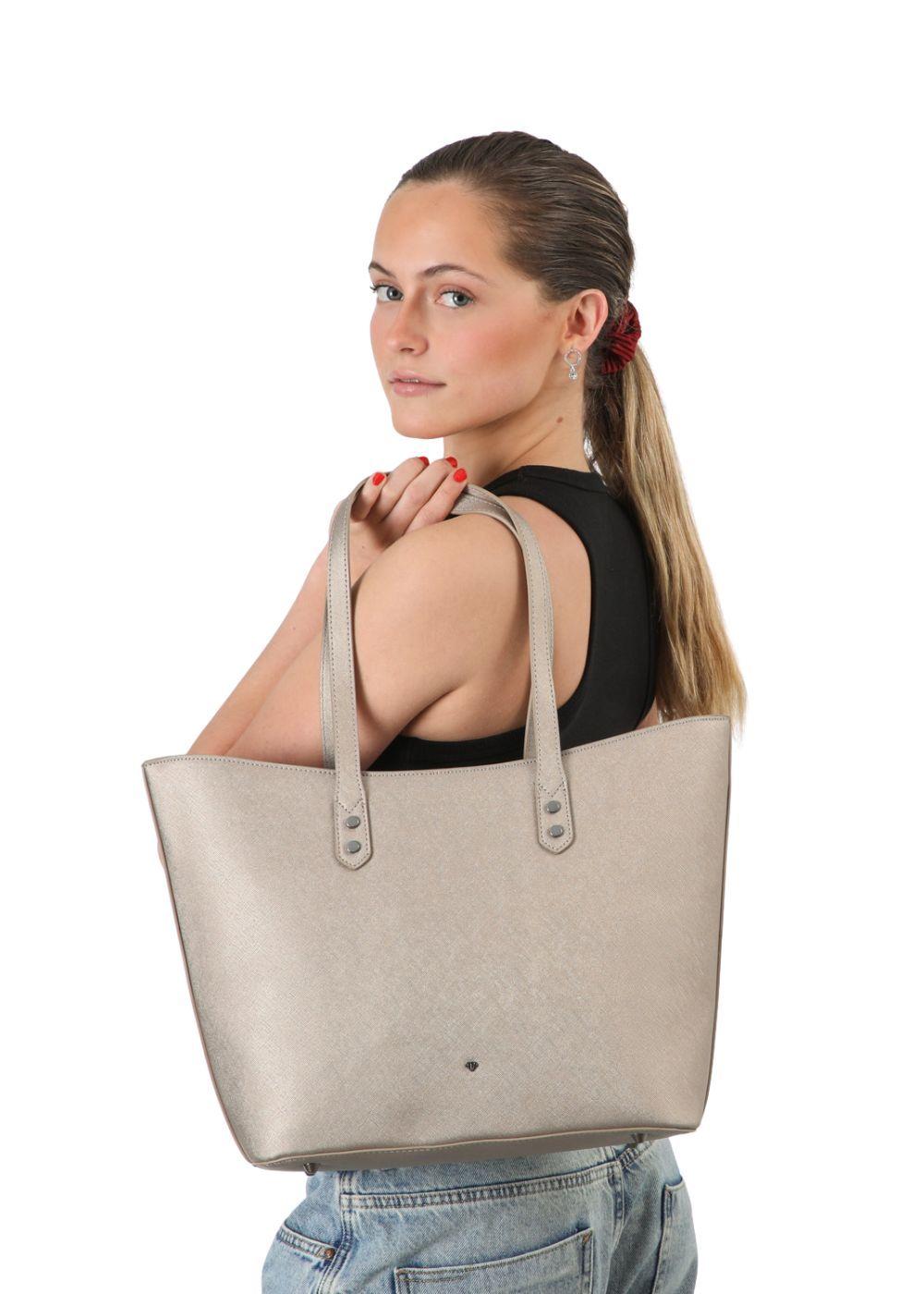 Cartera Tote Reims Ecocuero Beige ID-3