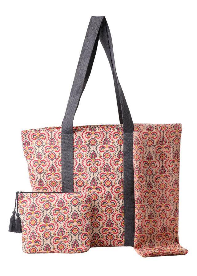 Set Cartera, Estuche y Pañuelo Fuch Beige Humana-0