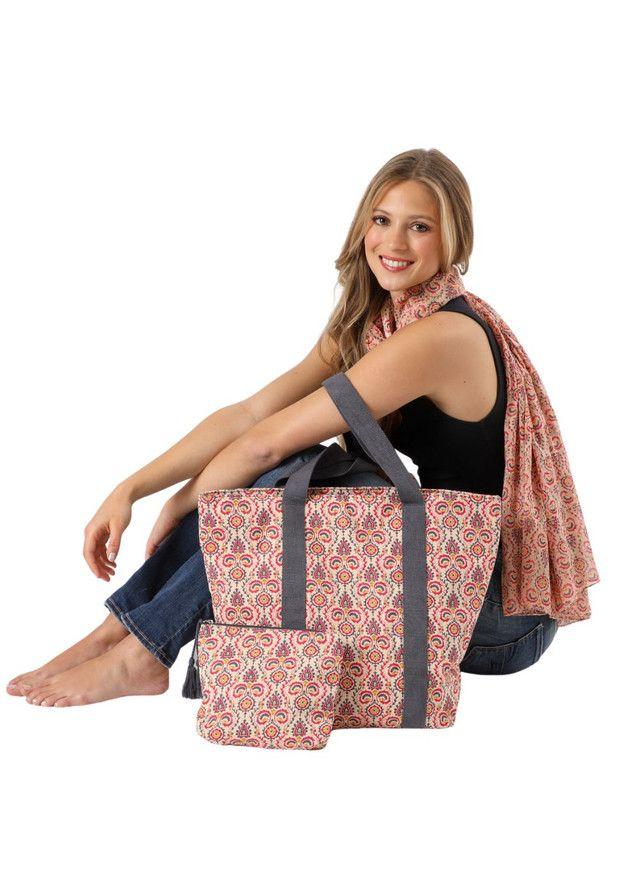 Set Cartera, Estuche y Pañuelo Fuch Beige Humana-2