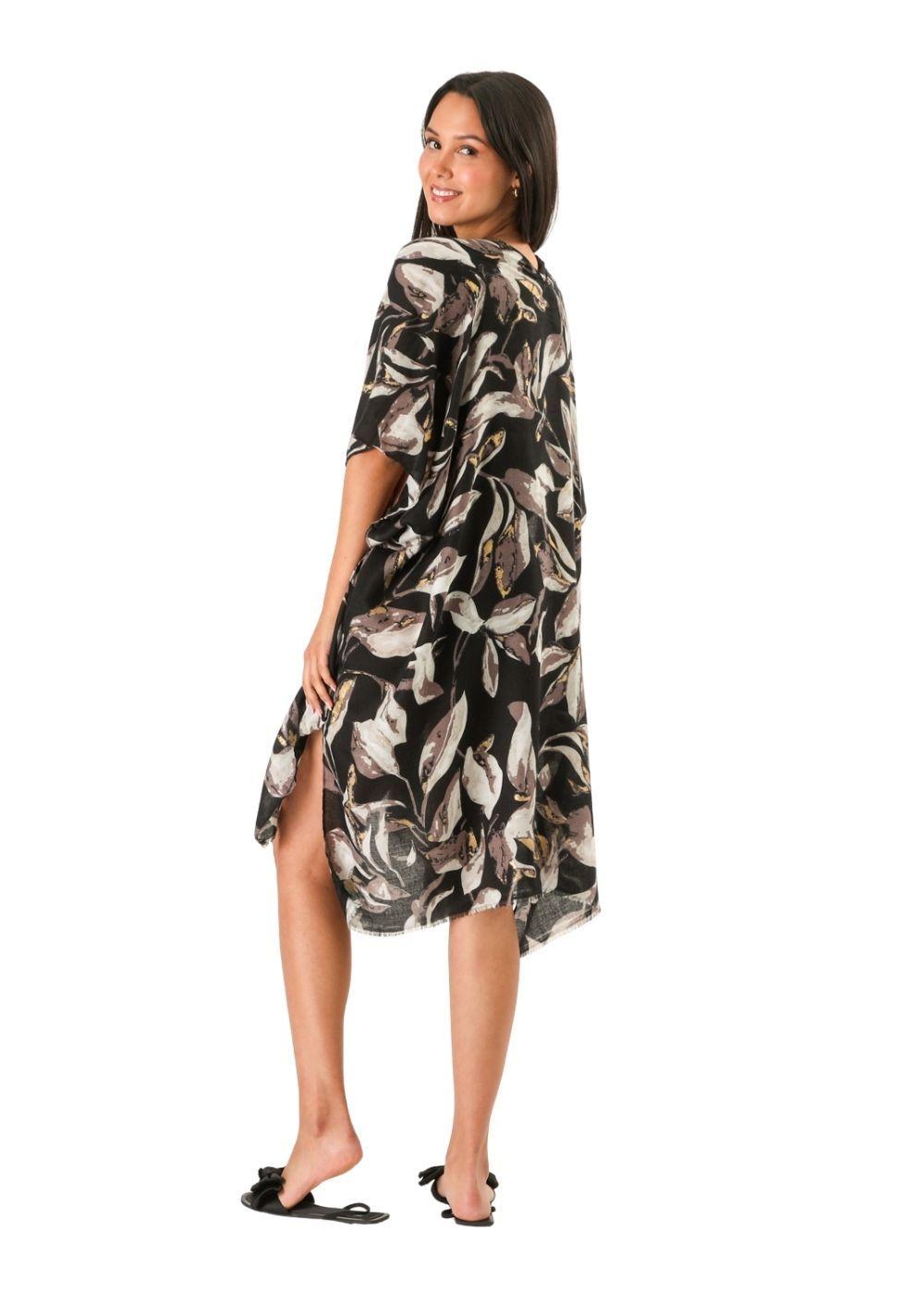 Kimono Abierto Floral Grey Id-3