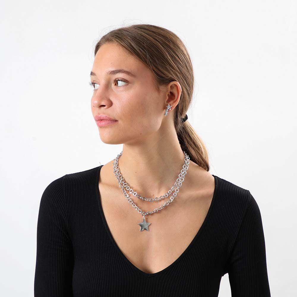 Aros Mediano Asteroid Plateado Humana-1