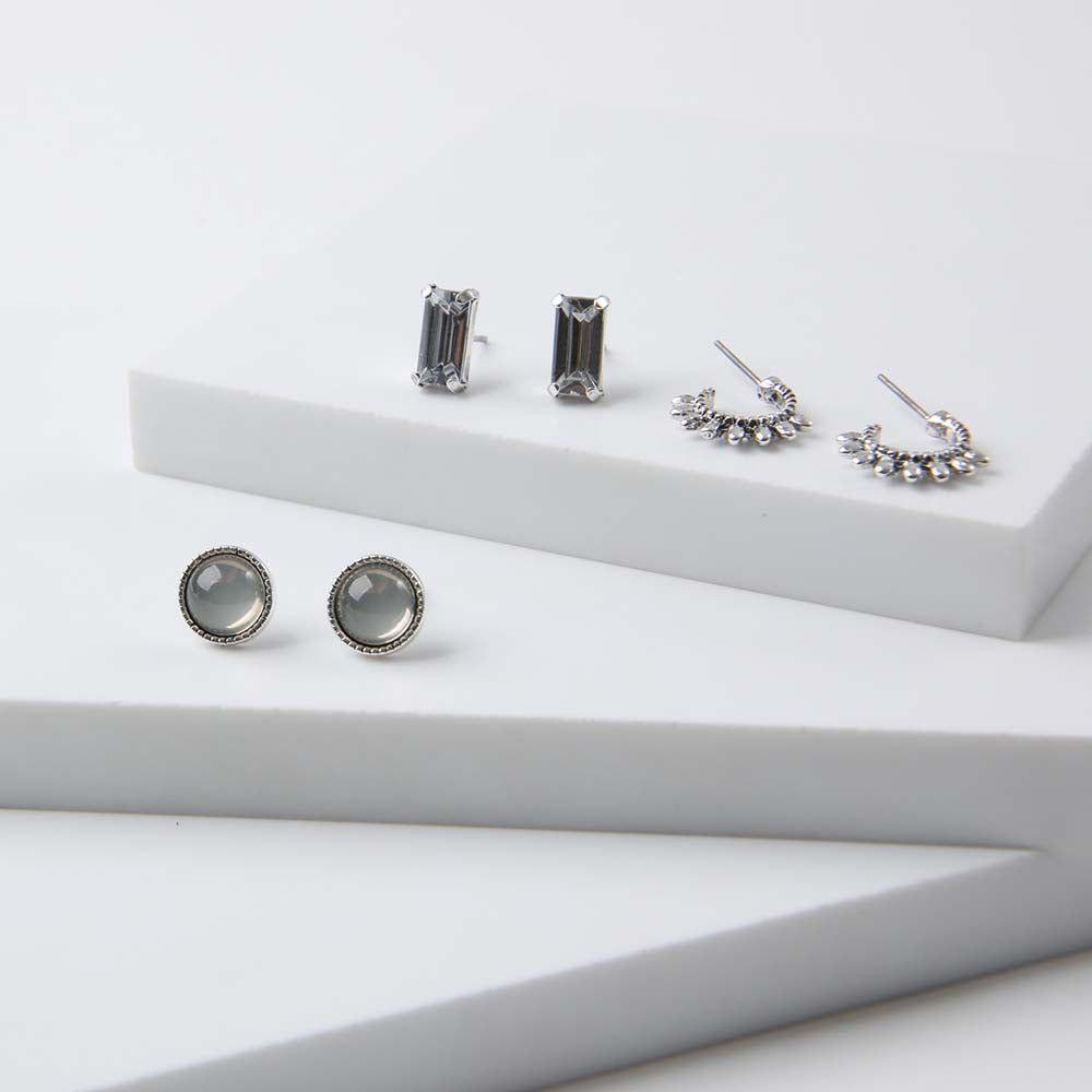 Set Aros Shine Plateado Humana-0