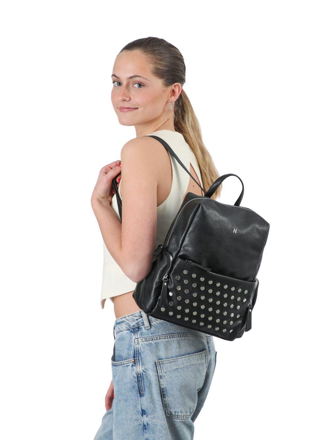Mochila Arya Ecocuero Negra Humana-3