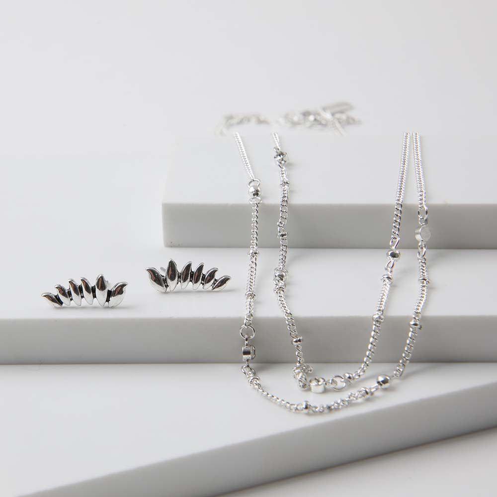 Collar Set Cross Plateado Humana-0