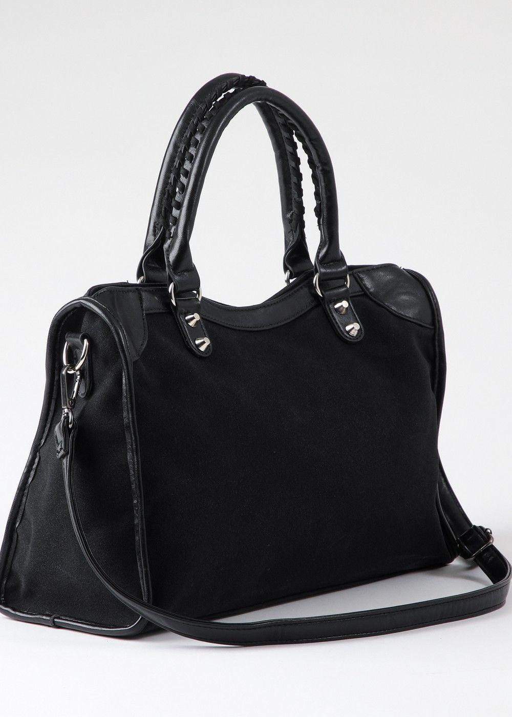 Cartera Hombro Coco Suede Black Humana-3