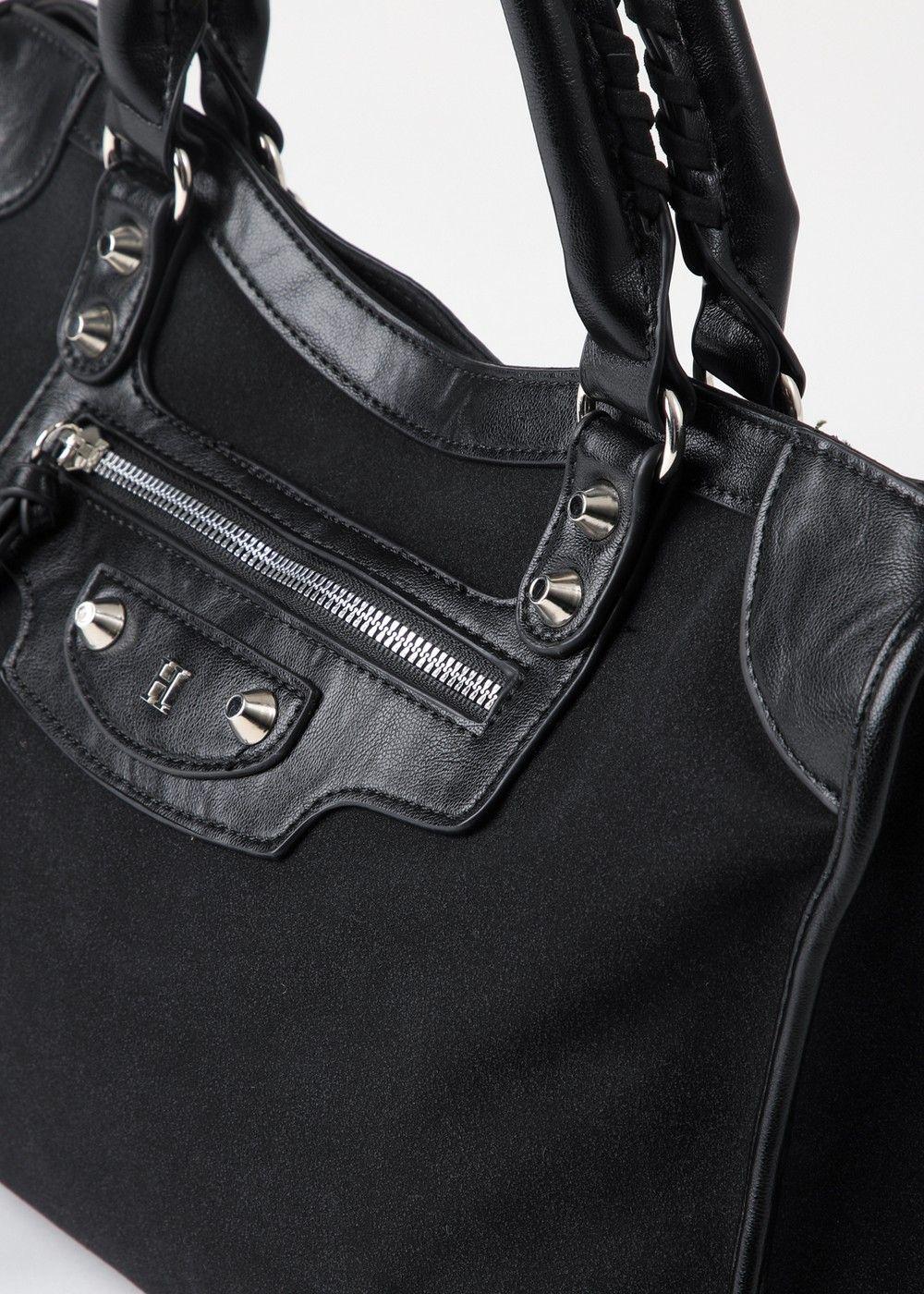 Cartera Hombro Coco Suede Black Humana-4