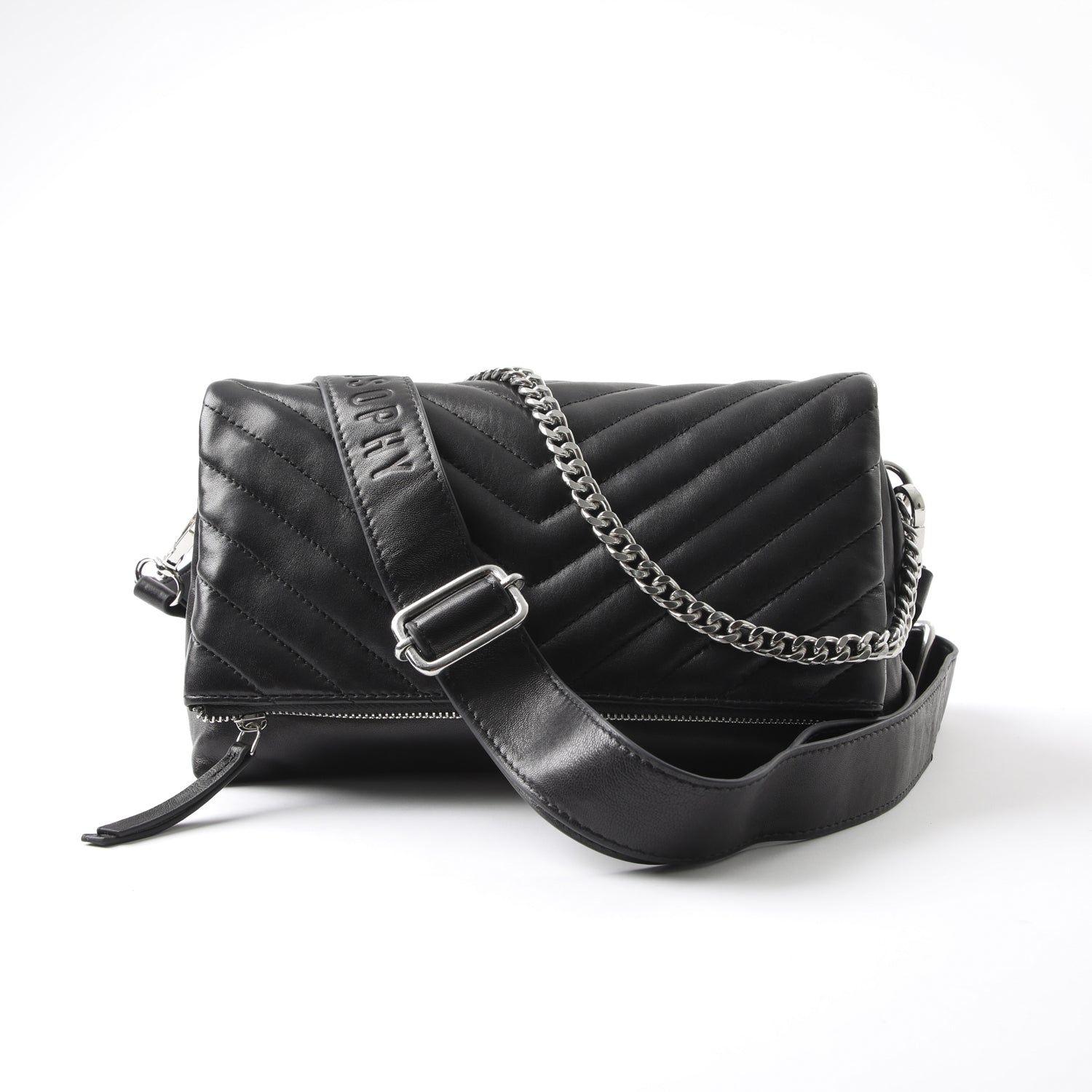 Cartera Cuero Cruzada Amsterdam Quilt Black-2