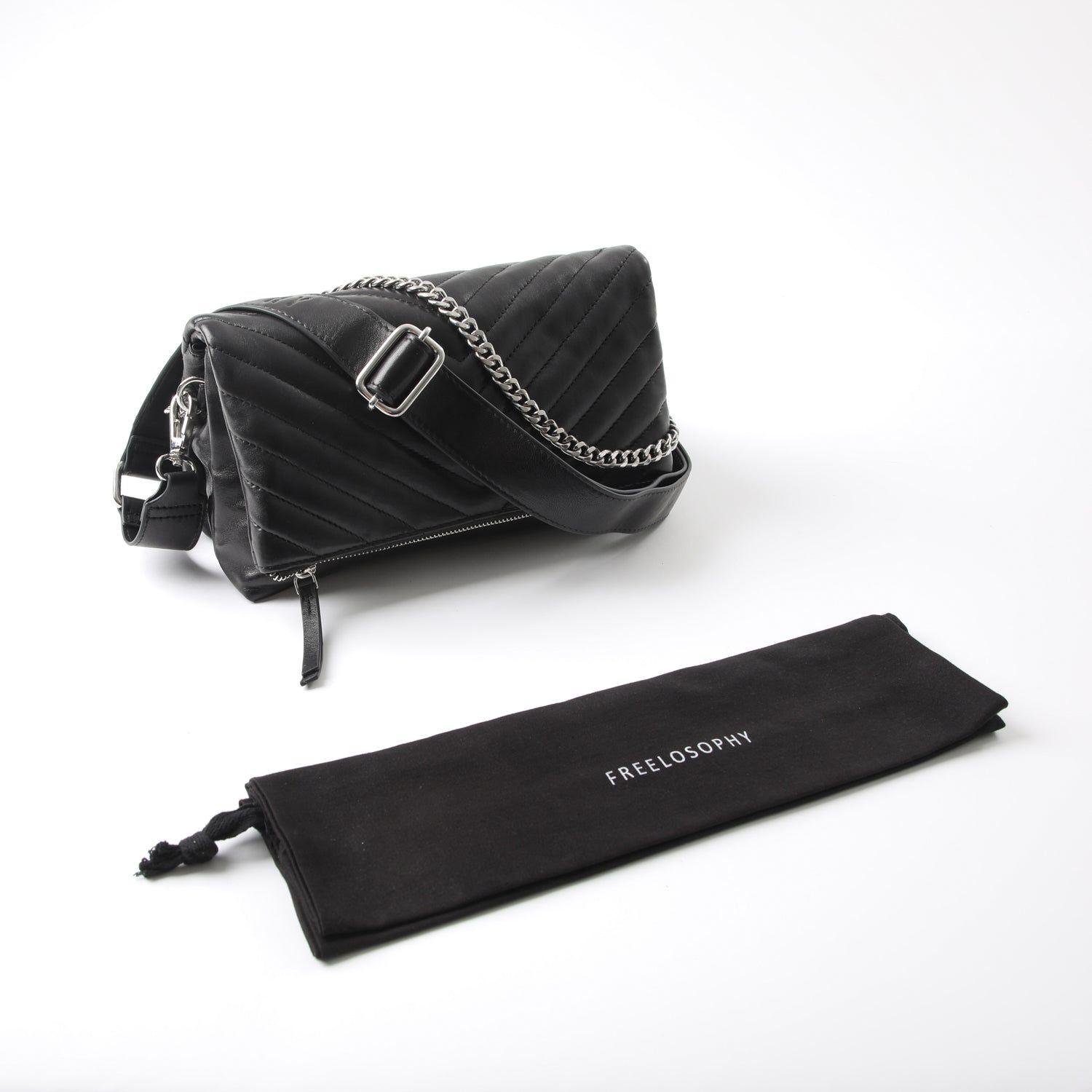 Cartera Cuero Cruzada Amsterdam Quilt Black-6