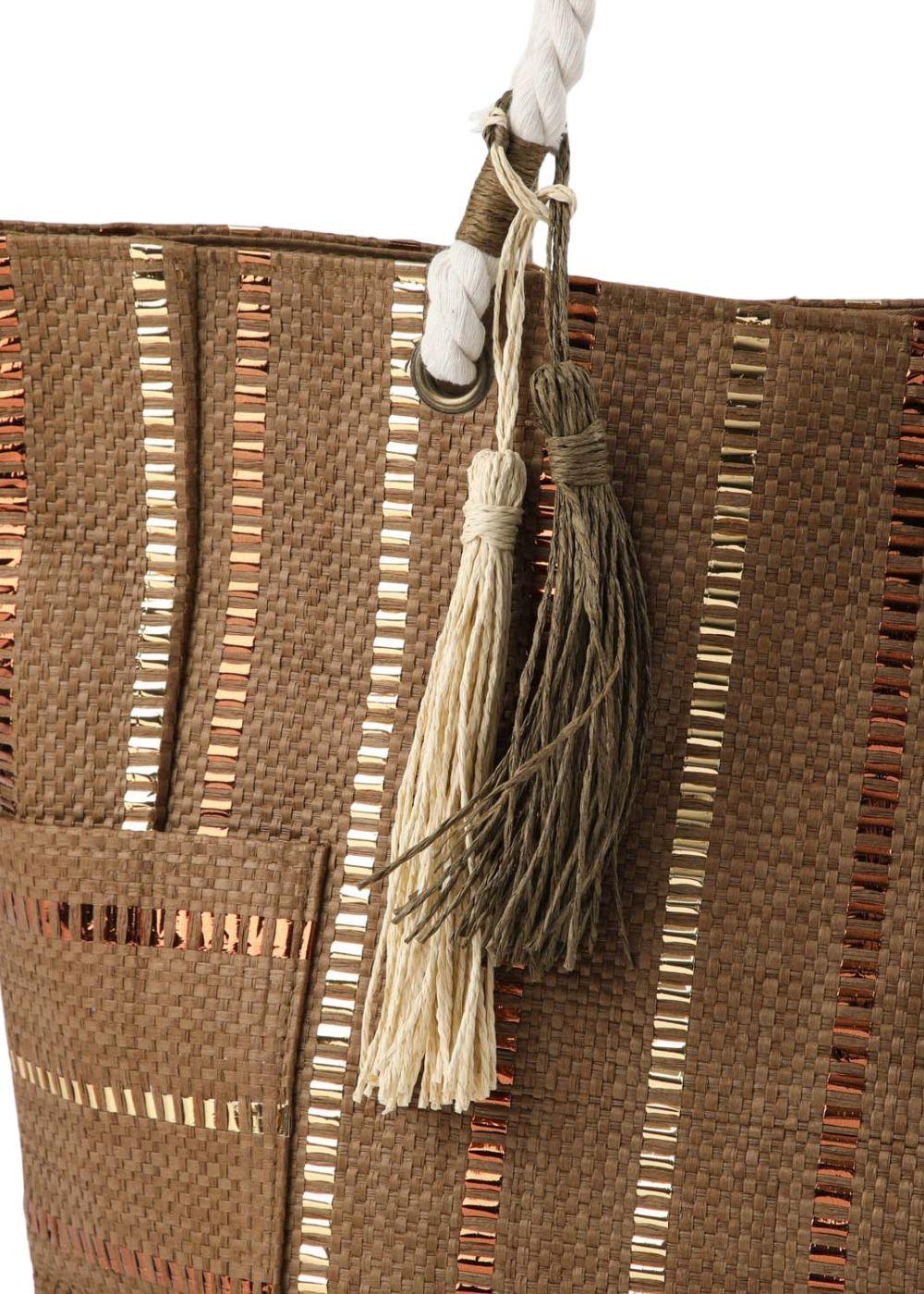 Cartera Tote Girasol Tejida tipo rafia café Playa ID-2