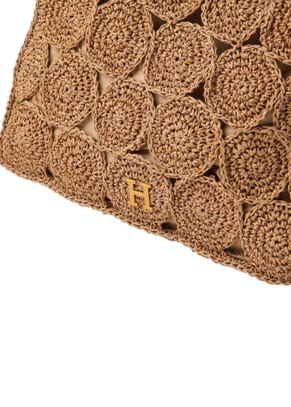 Cartera Tote Mila Tipo rafia tejida café Playa Humana-3