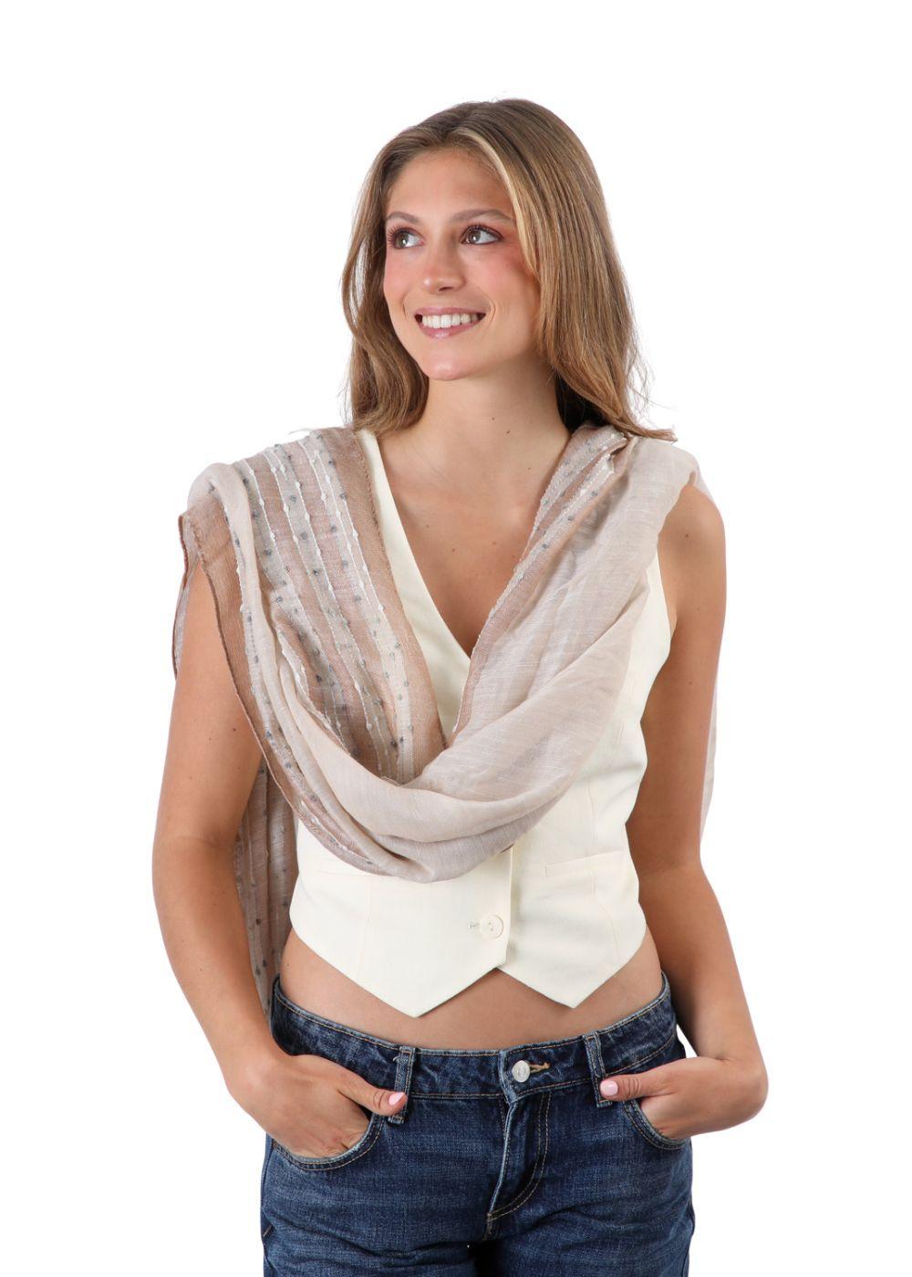 Pañuelo Liso Greg Bordado Beige Humana-2