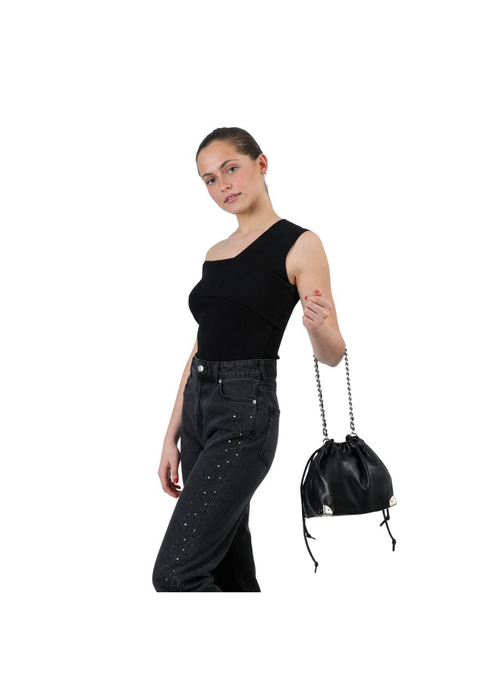Cartera Bandolera Caty Ecocuero Negro Humana-3