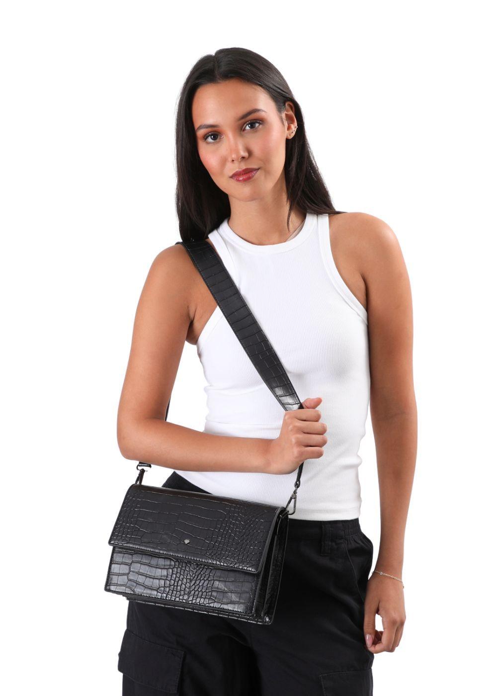 Cartera Bandolera Ecocuero Calais Negro  i-D-3