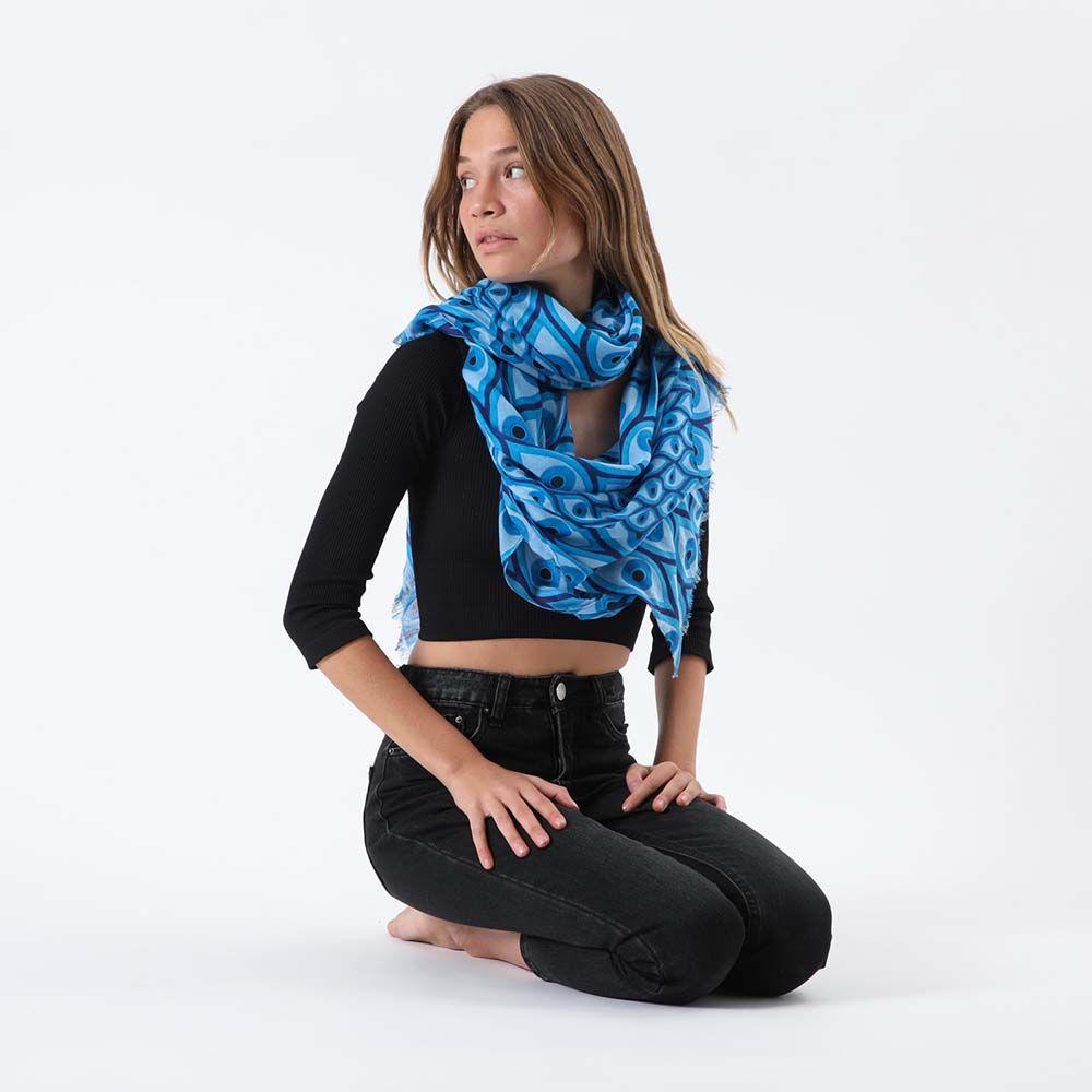 Pañuelo Estampado Blago Celeste i-D-1