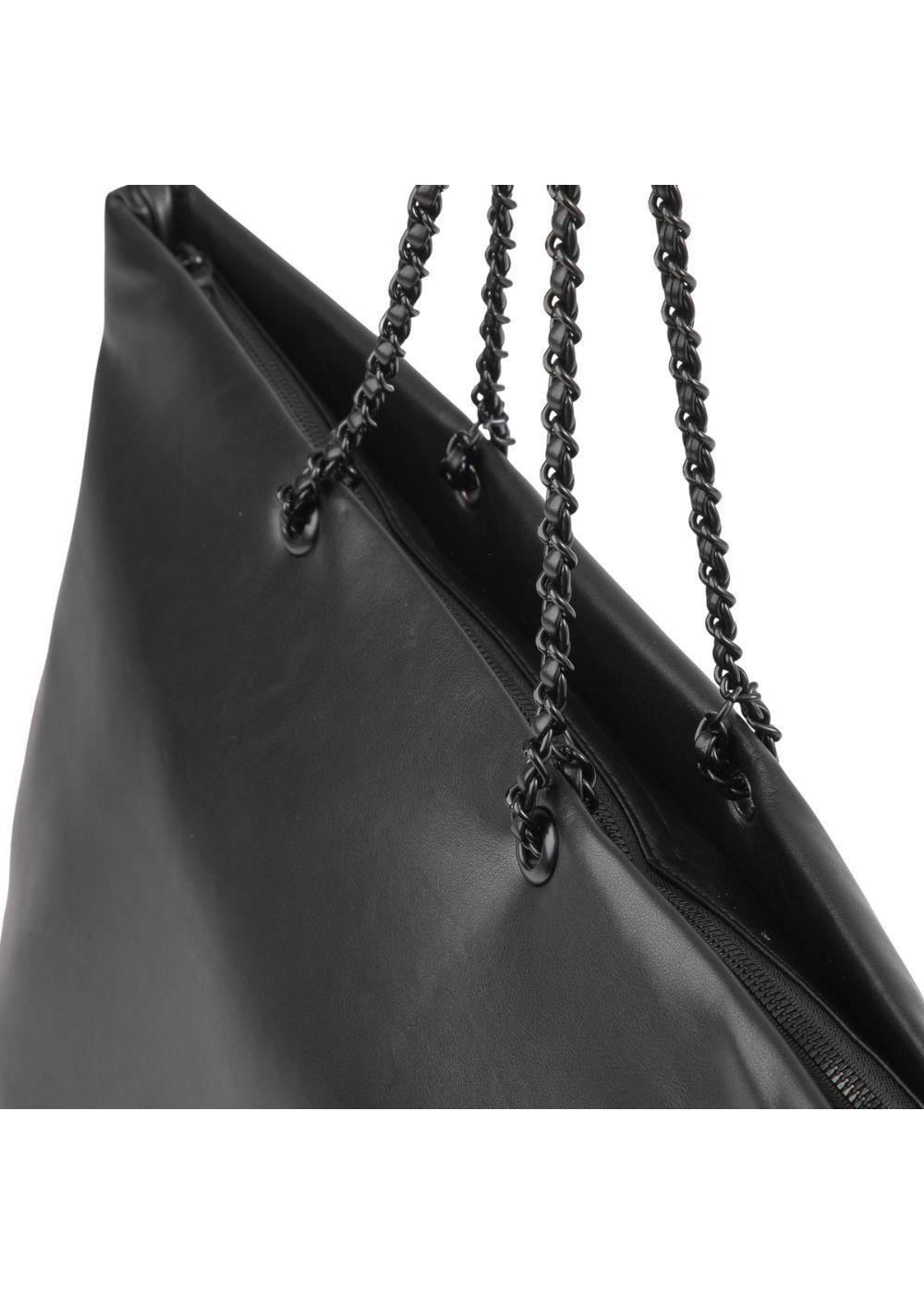 Cartera Tote Catia Ecocuero Negro Humana-3
