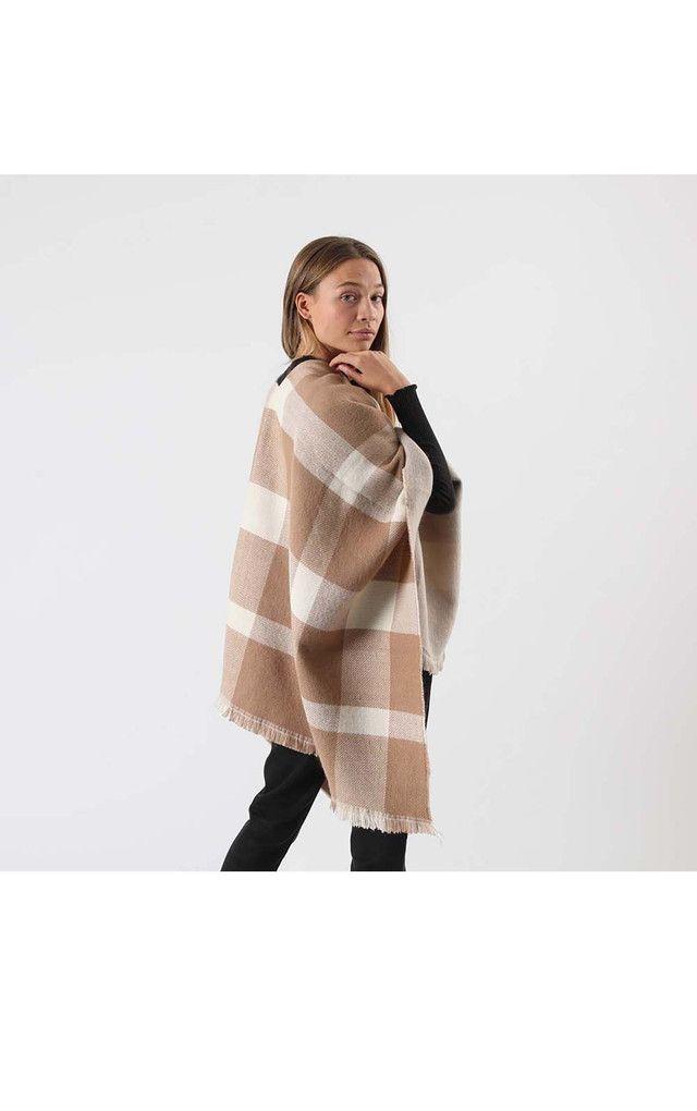 Poncho Tejido Zigzag Café  Humana-1