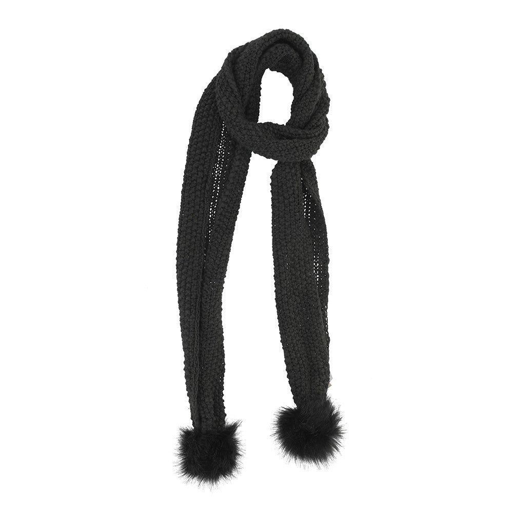 Bufanda Tejida Pompon Negra i-D-0