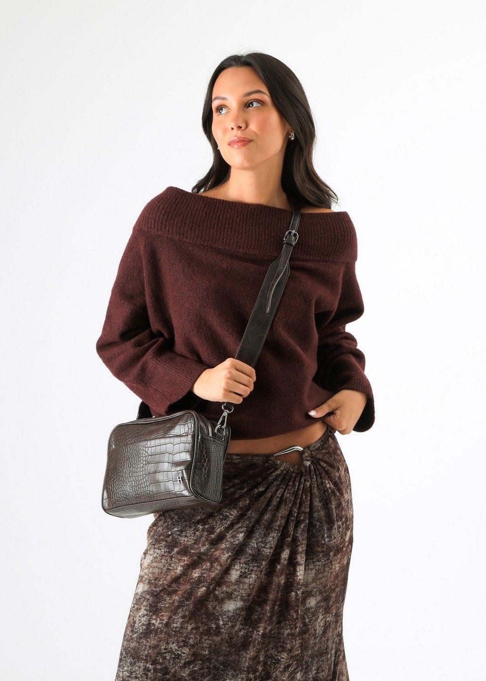 Cartera Bandolera Blanca Café Humana-3