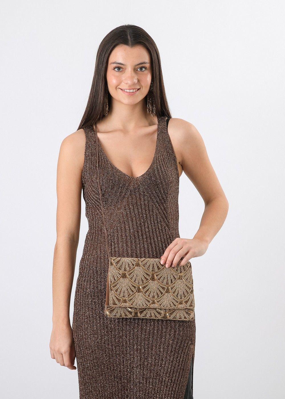 Cartera Clutch Billie Dorado Humana-3