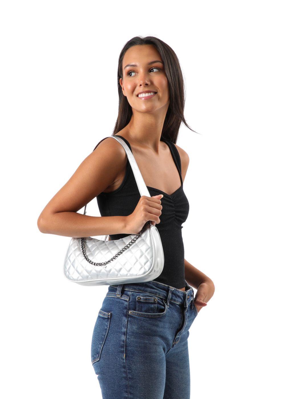 Cartera Hombro Arles Silver Plateada i-D-3