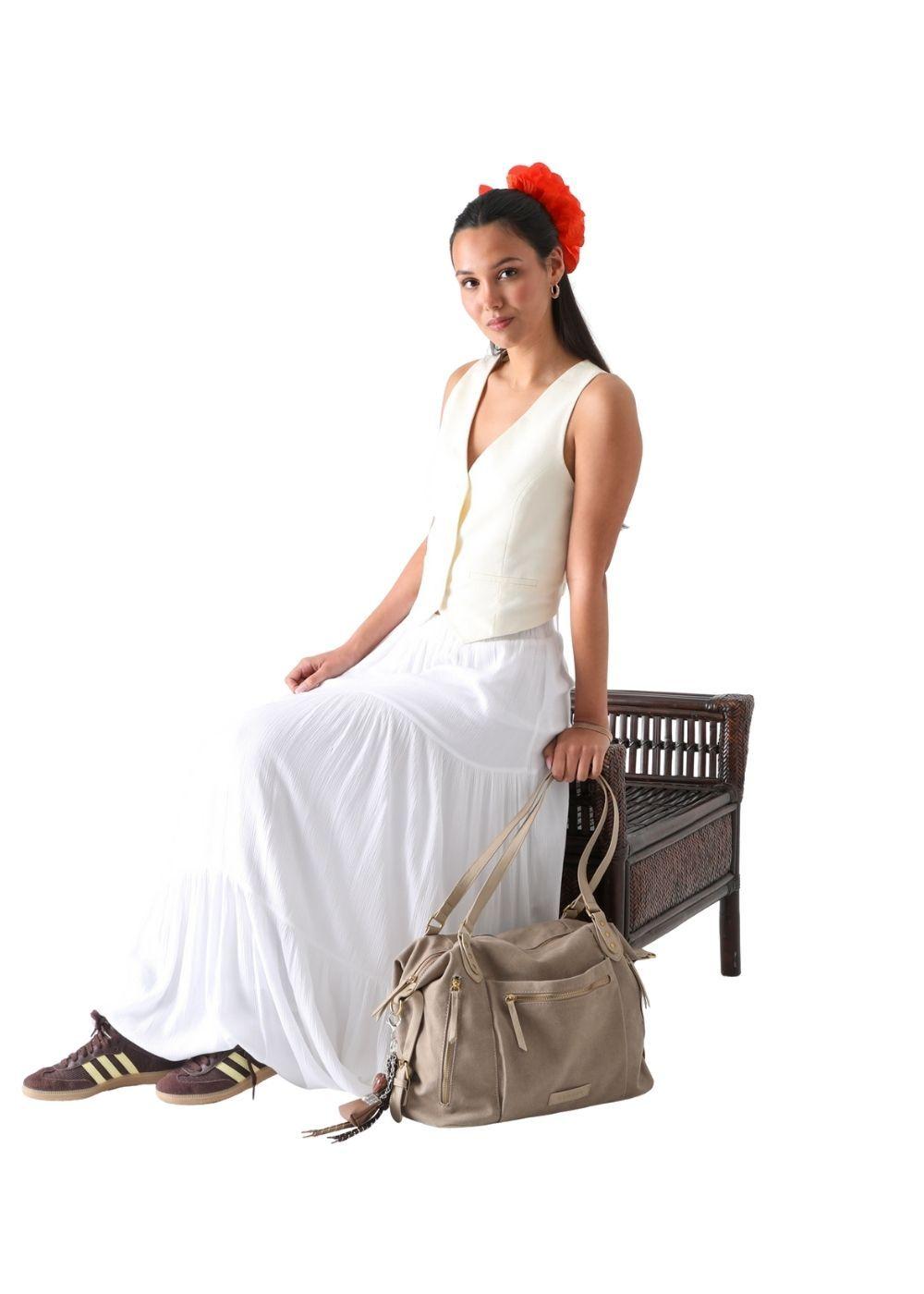 Cartera De Hombro Vittoria Canva Beige Humana-5