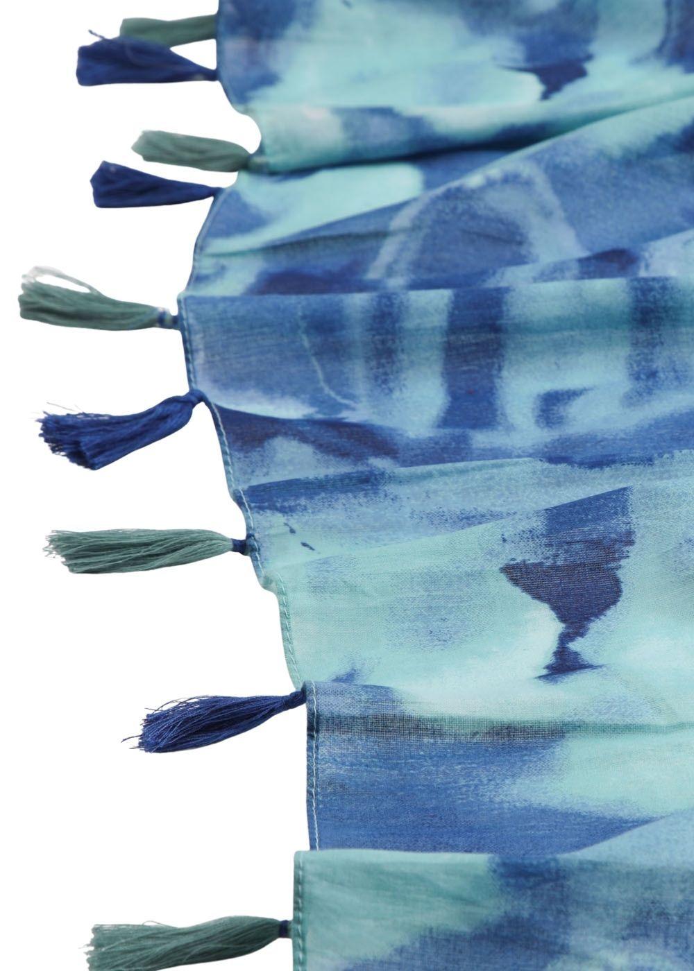 Pañuelo Estampado Ángel Turquesa Borlas Humana-1