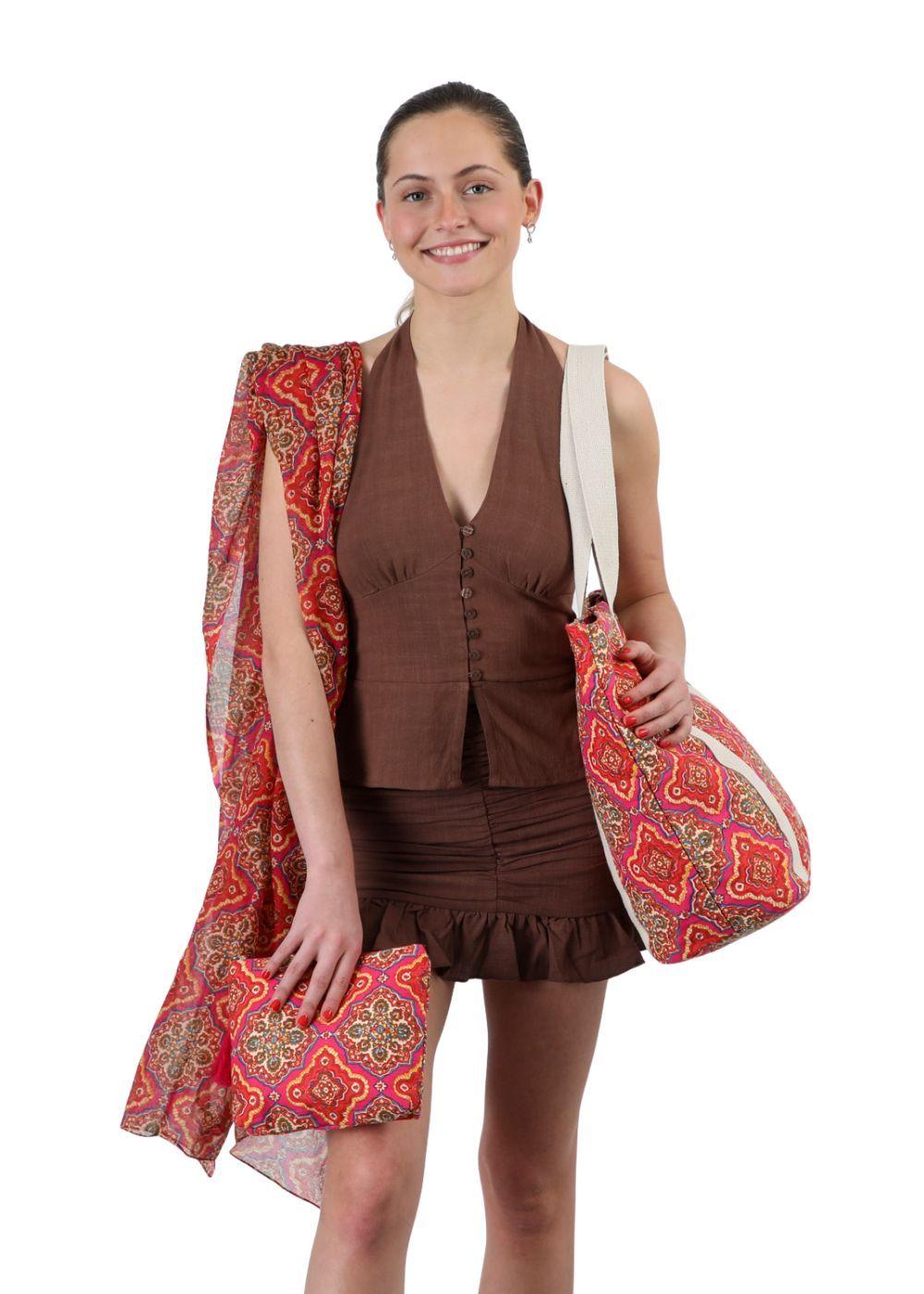 Set Cartera, Estuche y Pareo Graco Mandalas Playa Humana-2