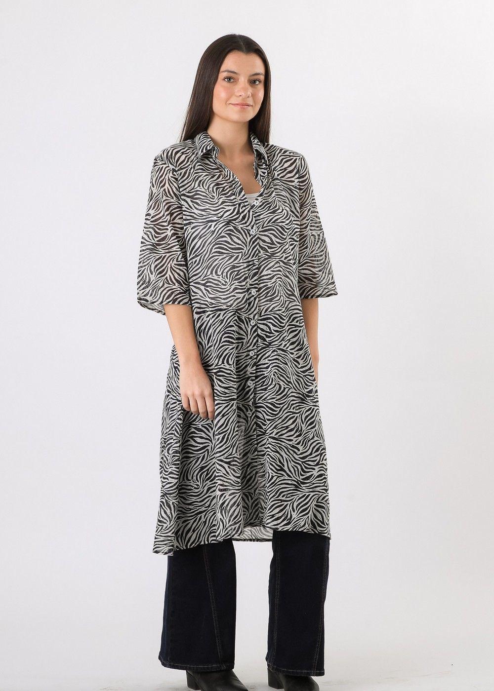 Kimono Zebra Blanco Y Negro Humana-0