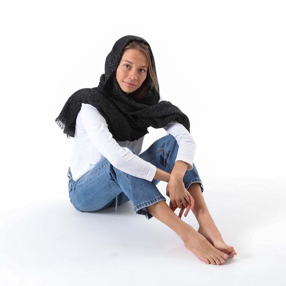 Manta Invierno Lurex Negro Humana-0