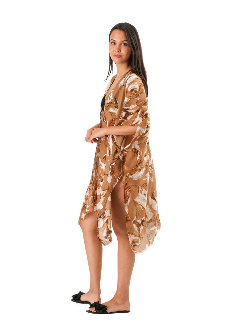 Kimono Abierto Floral Mustard Id-2