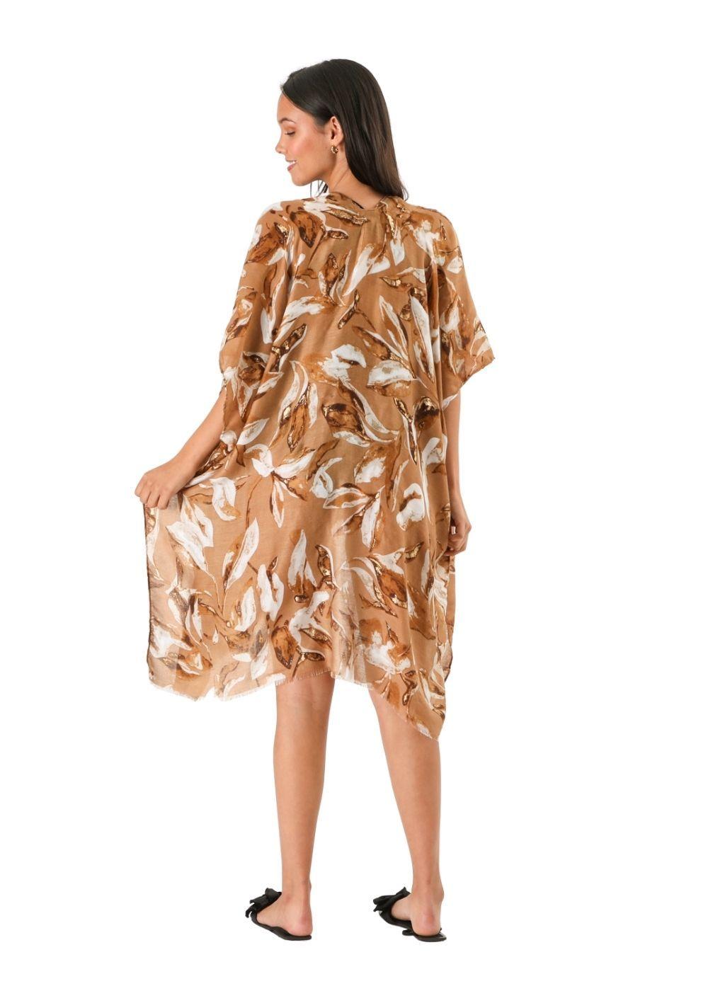 Kimono Abierto Floral Mustard Id-3