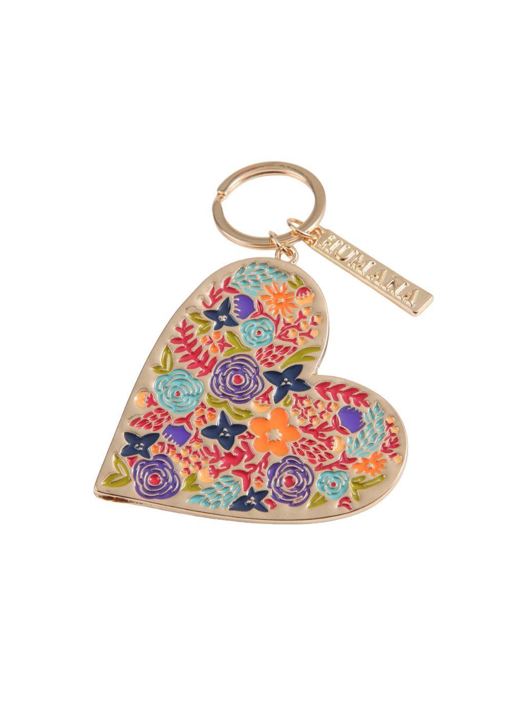 Llavero Heart Flores Dorado Humana-0
