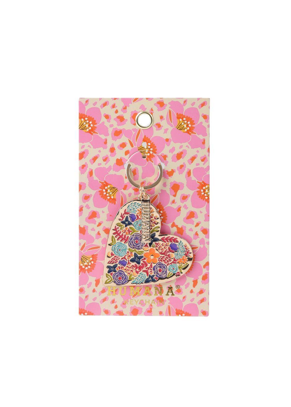 Llavero Heart Flores Dorado Humana-1
