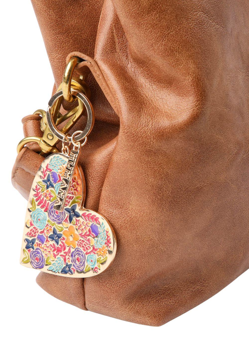 Llavero Heart Flores Dorado Humana-2
