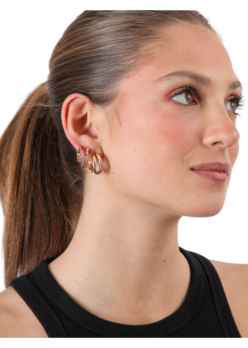 Set de 4 argollas Zafira Dorado ID-1